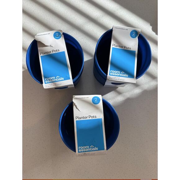 NWT 6 pack Recycled Resin Indoor Outdoor Planter Pots Blue 4"x4"×4" - Picture 1 of 2